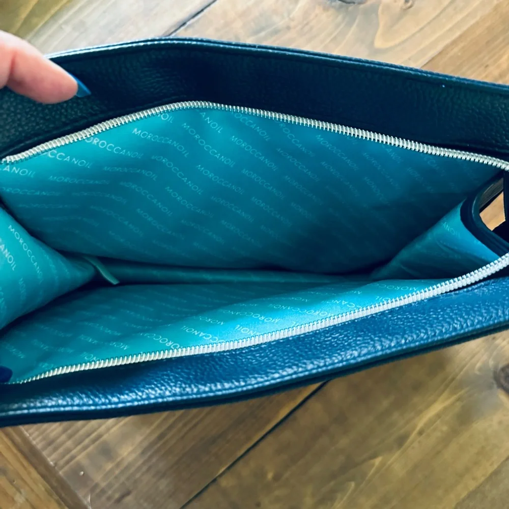 MorrocanOil navy blue leather bag